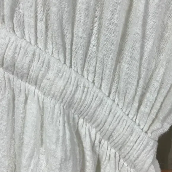 NWOT SABO SKIRT Dress M Ivory Gauze Long Sleeve Pocket Button Lined Cotton